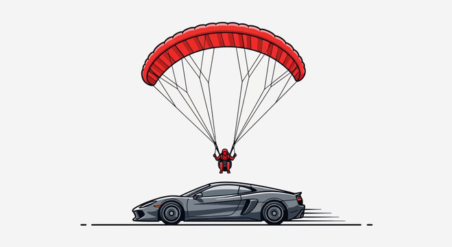 Innovative Parachute Car Concept Sporty Automotive Aerial Delivery Idea