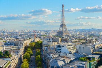 Obraz premium panoramic view of famous Eiffel Tower and Paris roofs, Paris France