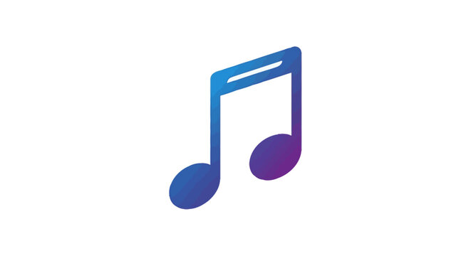 Gradient colored musical note icon on a white background.