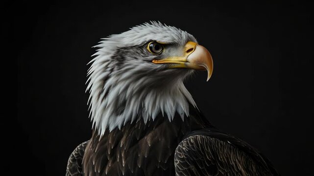 Close-up of a bald eagle looking forward with wings down, symbolizing strength and freedom.