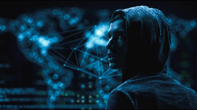 Hacker are planning to hack and attack networks and cyber security systems..Smart Innovation city with connection cyber security network reciprocity over the cityscape . future wireless digital city