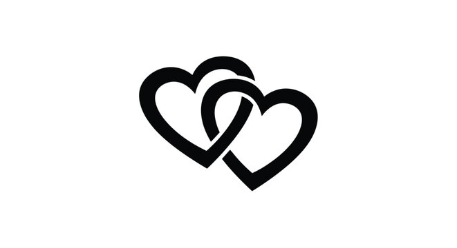 Two interlocking hearts create a romantic symbol a striking silhouette