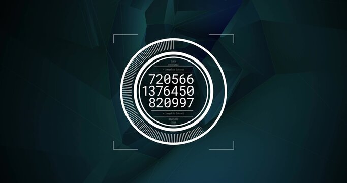 Displaying centered HUD graphic on teal-navy backdrop, showing concentric rings and numeric values