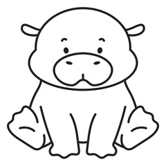 Fototapeta premium Black and white hippopotamus draw