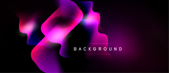 Fototapeta na wymiar Abstract fluid shapes, vibrant magenta, purple hues. Dark background creates dramatic contrast, modern design element.
