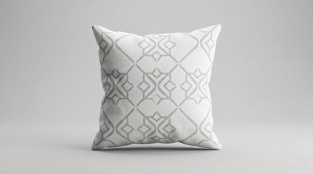Soft fluffy pillow cushion on sofa in cosy home interior, comfortable bedding with smooth cotton fabric and clean white design, plush square object for sleep rest and stylish decoration mock product