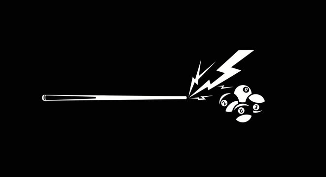 Electrical Spark and Circle Design: A graphic representation of an electrical spark and a circle pattern, rendered in bold black and white against a stark background, symbolizing energy or disruption.