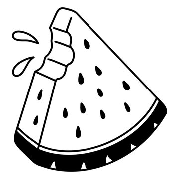 Watermelon slice with bite mark