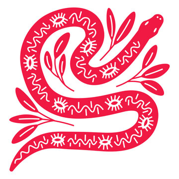 Red and white snake design
