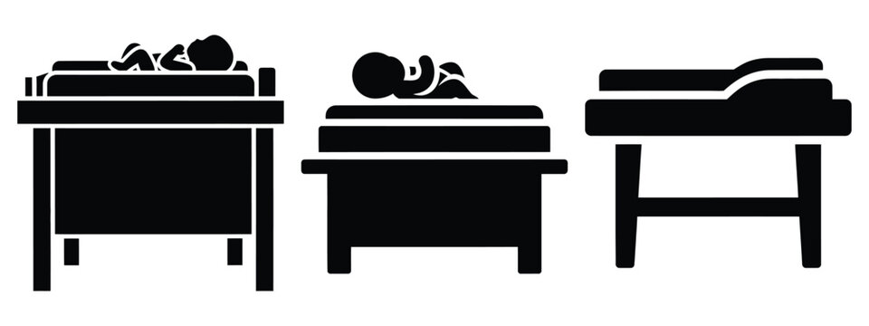 changing table silhouette illustration icon set, Modern furniture vector designs.