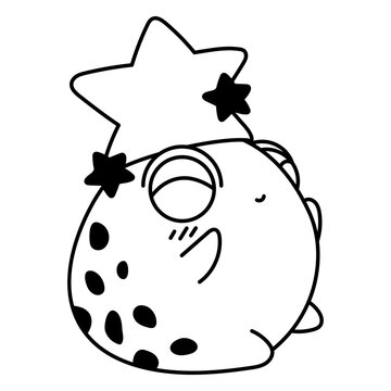 Cute frog with star hat