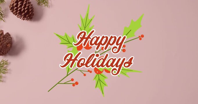 Animation of christmas greetings text over christmas decorations