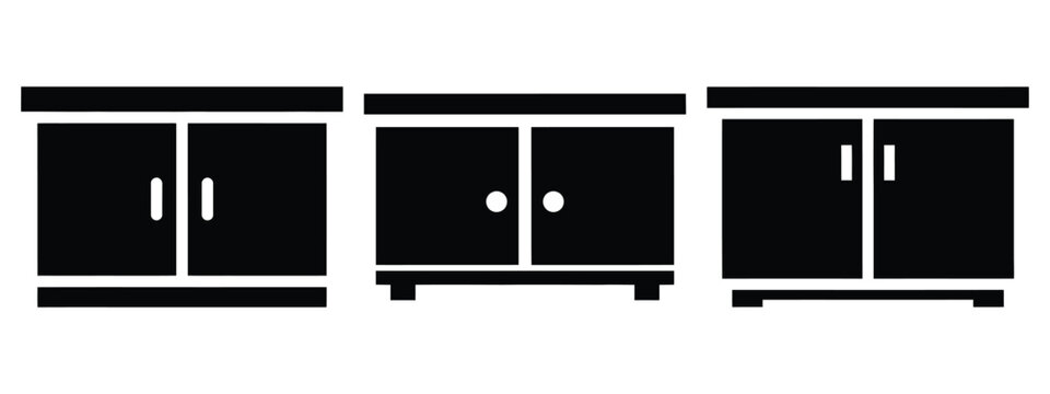 kitchen cabinet silhouette illustration icon set, Modern furniture vector designs.