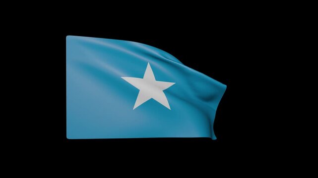 Somalia Flag Waving on Black Background