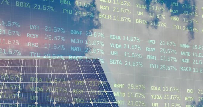 Animation of financial data processing over cityscape