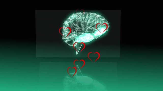 Animation of heart icons over brain