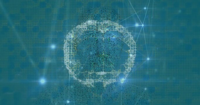 Animation of network of connections over brain