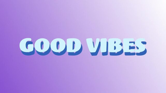 Animation of good vibes text over geometric shape against gradient background