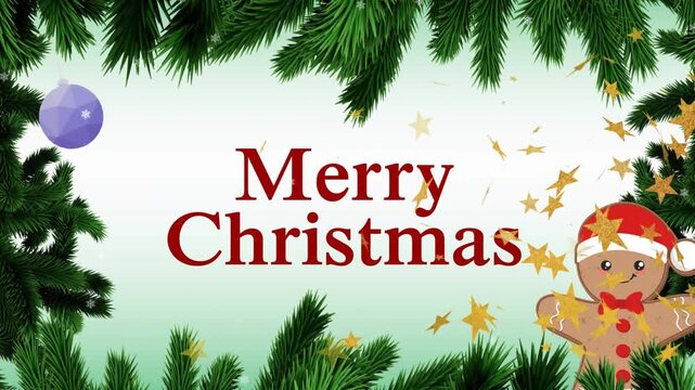 Holiday-themed video with text and fir trees celebrates American tradition.