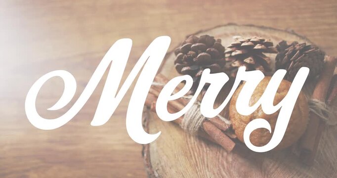 Animation of christmas greetings text over christmas decorations