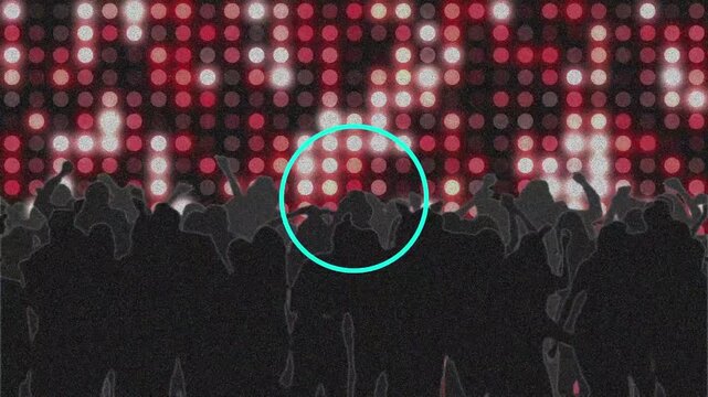 Animation of circles over spots and people dancing