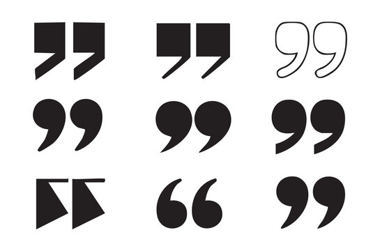 Large array of quote marks and punctuation symbols for website interface and mobile app design icons