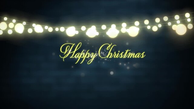 A glowing, festive christmas message appears on a black background