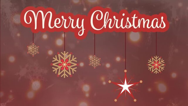 Animation of snow falling over christmas greetings text