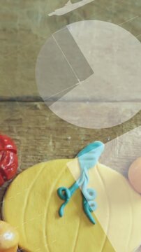 Vertical video: Cookie centering as camera shifts, pie charts over cookie showing 64&ndash;71% food sales