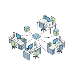 Obraz premium Office Network Setup with Computers and Server.
