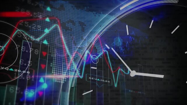 Animation of data processing over clock