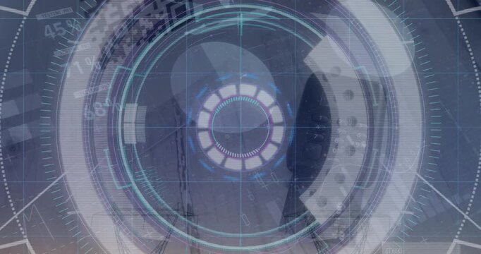 Animation of turning blue and blue scope scanning over unk