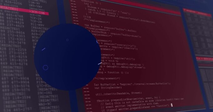Animation of eye and data processing over screens