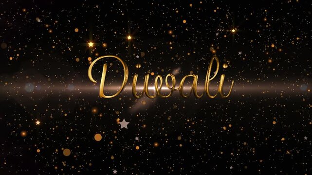 Animation of happy new year text with snowflakes and glowing strings of fairy lights