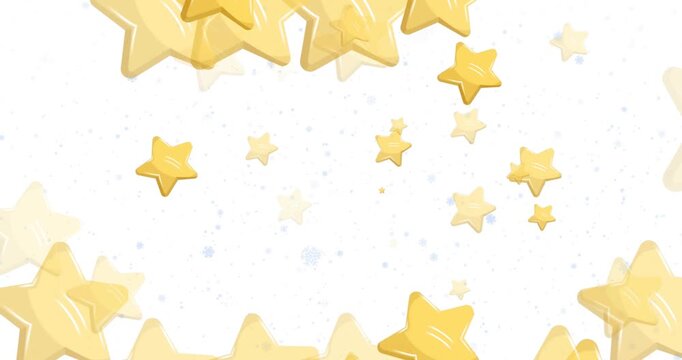 Animation of gifts falling over fir trees branches on white background