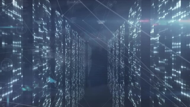 This video features animations of graphs and financial data on a navy blue background