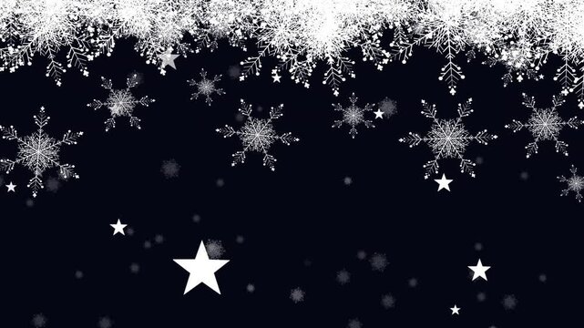 Animation of snow falling over black background