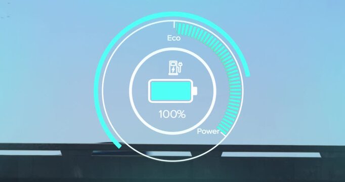 Animation of circular safe lock rotating with number on graph and data processing on blue