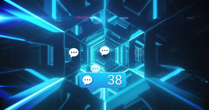 Animation of text with globe and network of connections