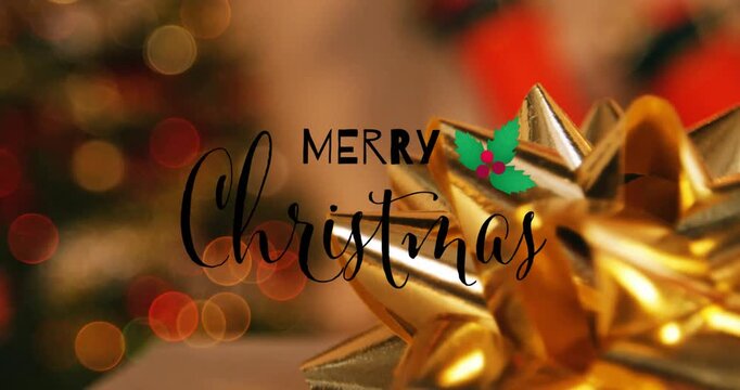 Animation of christmas greetings text over decorations