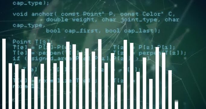 Animation of statistical data processing over plexus networks against green background