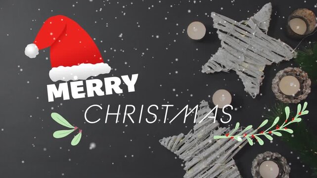 Animation of christmas greetings text and decorations