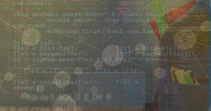 Animation of data processing over school bag