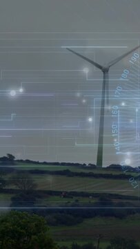 Vertical video: Faint HUD appearing, radial scale rotating, rotor turning, showing power data