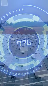 Vertical video: Patterned roof panels, HUD scanning and updating numbers each second for inspection