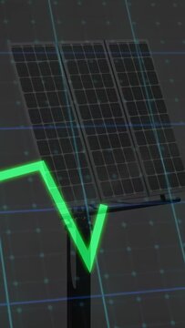 Vertical video: PV array in grid data feed starting green cyan traces covering face tracking power
