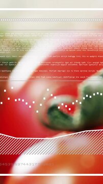 Vertical video: On start tomato moving center while graphics scrolling, waveform pulsing for food