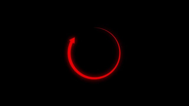 Circle arrow refresh and reload icon animation with loading progress. . Arrow loading rotating isolated loop seamless motion graphic. circular loading arrow animation on black background for interface