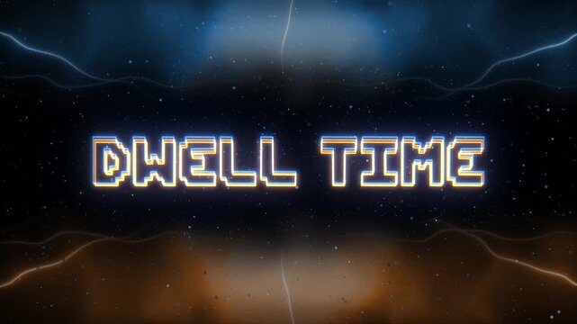 Dwell Time Neon text with retro style background