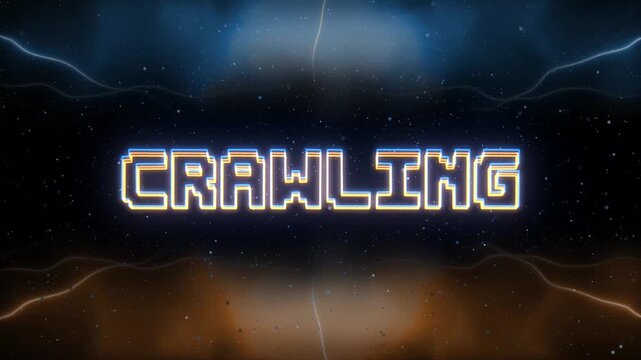 Crawling Neon text with retro style background